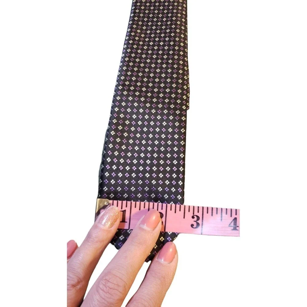 Chaps Boy Suit Neck Tie Black Purple Geometric‎ Clip On Holiday Church Designer